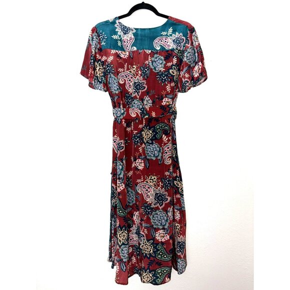 Sundance Paisley Dreams Floral Faux Wrap High-Low Hem Dress Size Petite Small - Picture 8 of 9